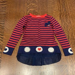 Silvian Heach girls red & navy striped wool sweater w rhinestone detail size 3